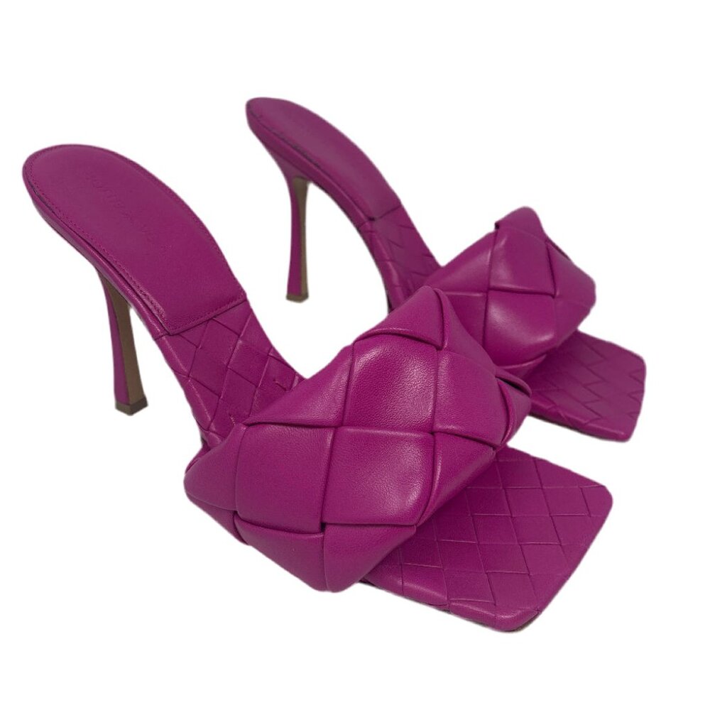 Bottega Veneta Hot Pink Woven Leather Heel Sz-40